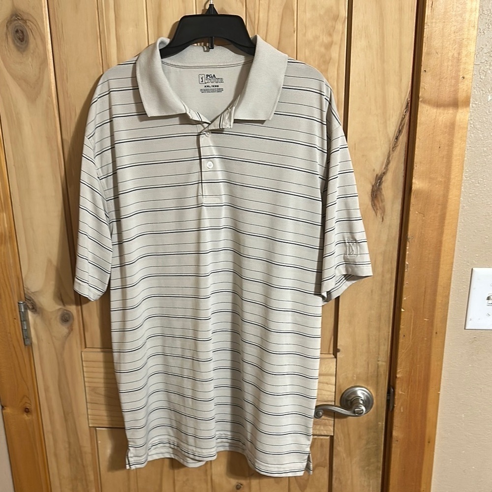 PGA Tour Cream Polo Shirt with Classic Fit